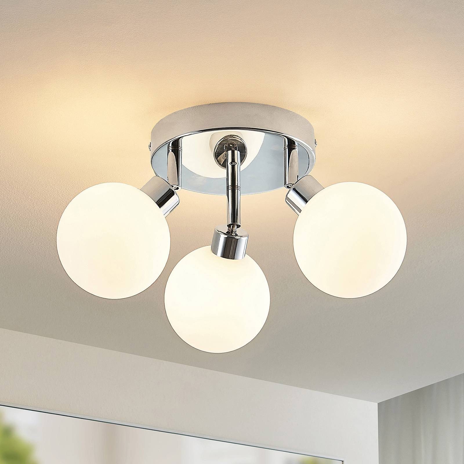 Lindby Deckenleuchten Zaniba, Metall, Chrom IP44, 3 x 8 W LED