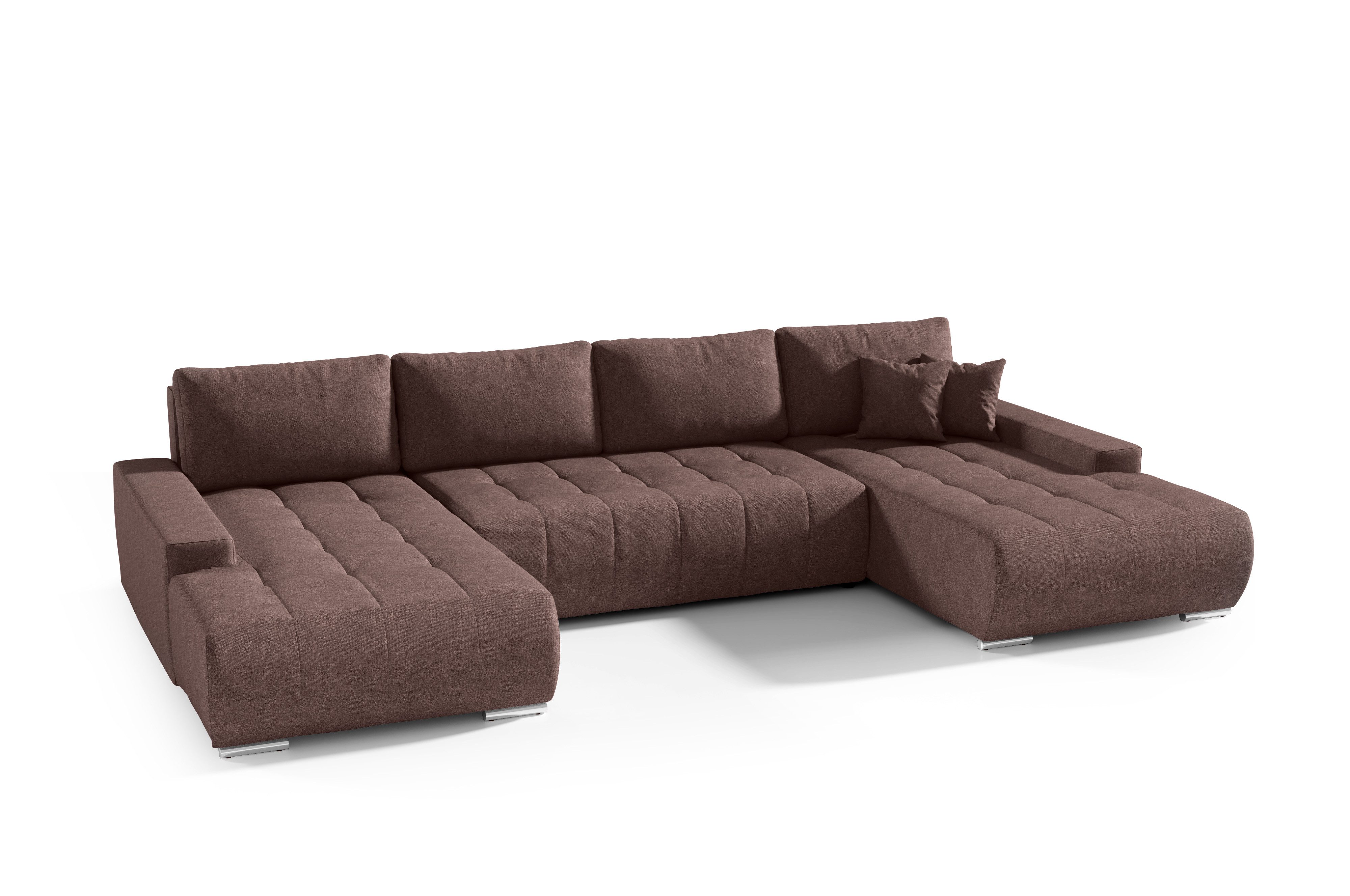 Compleo Ecksofa mit Schlaffunktion aus Velourstoff günstig online kaufen