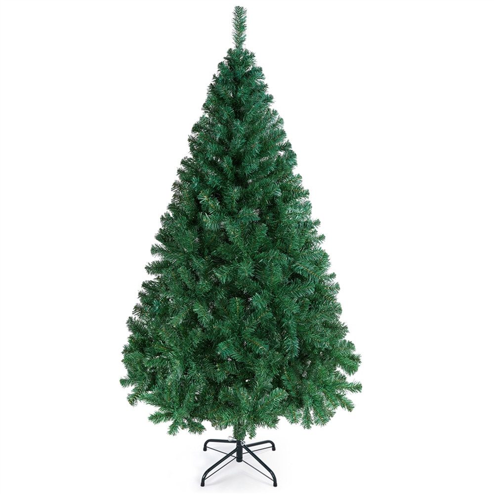 Yaheetech Künstlicher Weihnachtsbaum 61-214 cm (H), Tannenbaum, 183cm Künstlicher Christbaum mit 598 Spitzen & Faltbarem Metallständer