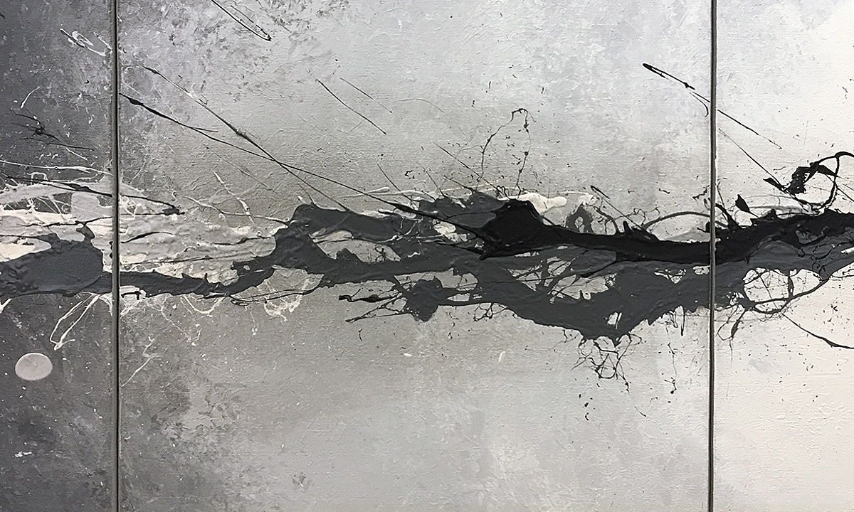 WandbilderXXL Gemälde Switched Black 190 x 70 cm, Abstraktes Gemälde, handgemaltes Unikat