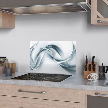 DEQORI Küchenrückwand 'Chrom Schwingungen', Glas Spritzschutz Badrückwand Herdblende