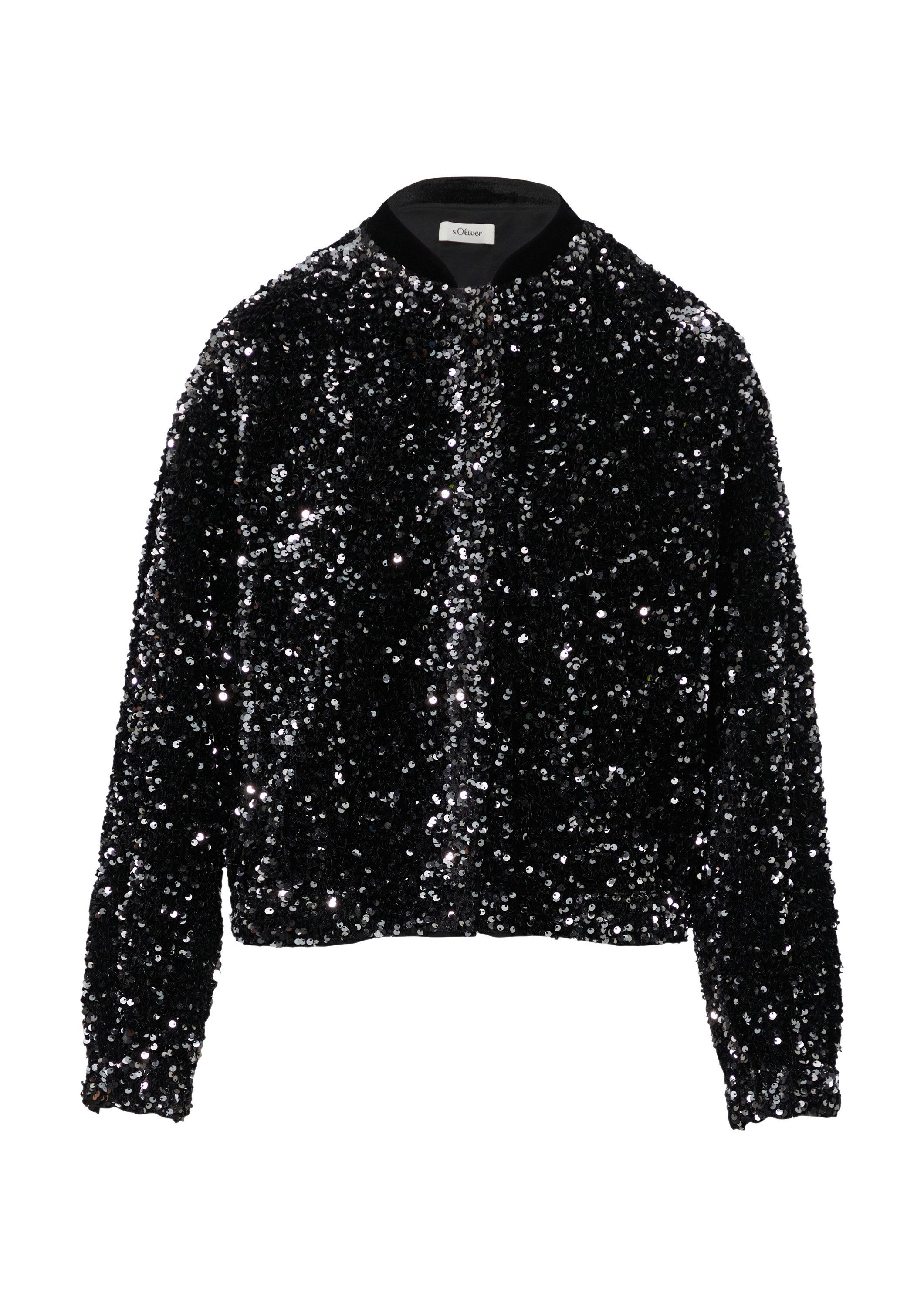 s.Oliver Cardigan Indoor-Jacke Samtblouson mit Pailletten