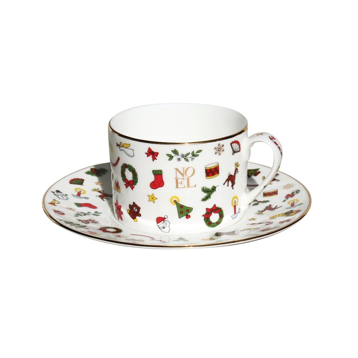 TAITÙ Tasse Noel Oro mit Untertasse 230 ml, 1-tlg., Fine Bone China