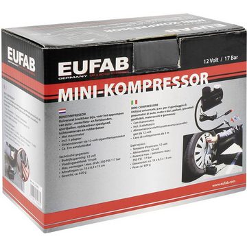 EUFAB Kompressor Mini Kompressor 12V 17bar, Analoges Manometer