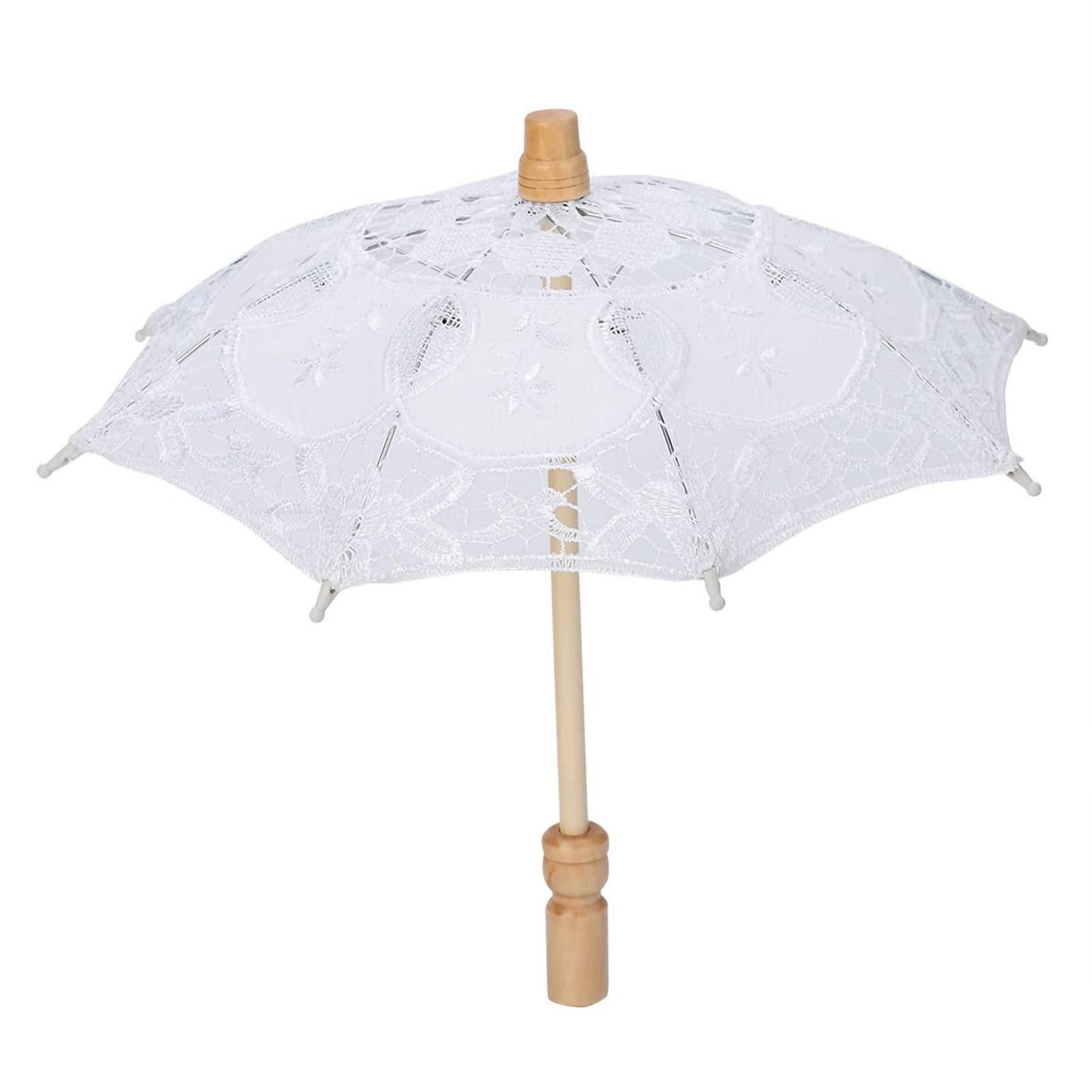 LuxusKollektion Stockregenschirm Regenschirm Spitzen M Weiss