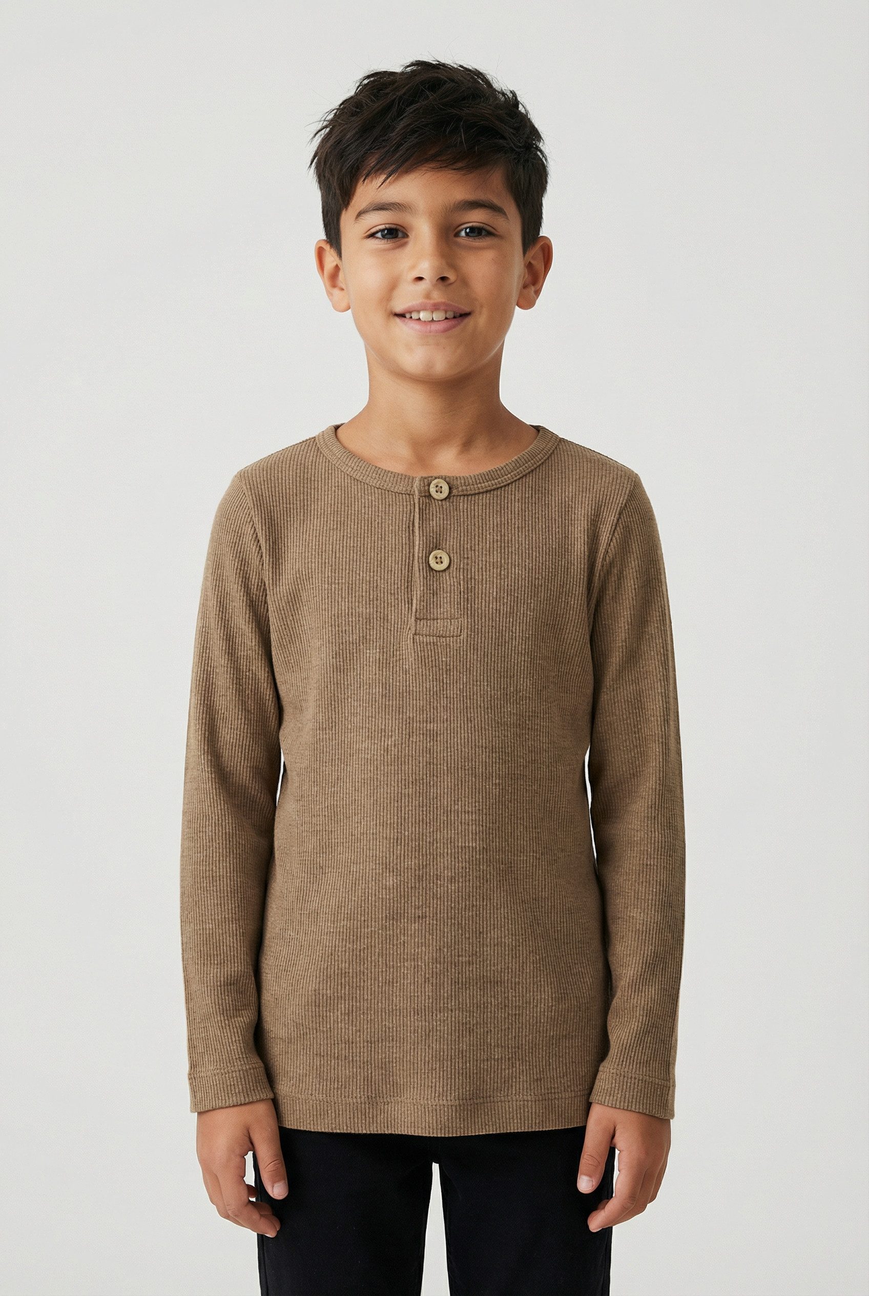 Name It Langarmshirt NMMKAB LS TOP NOOS Im Henley-Stil - mit kurzer Knopfleise, normal geschnitten