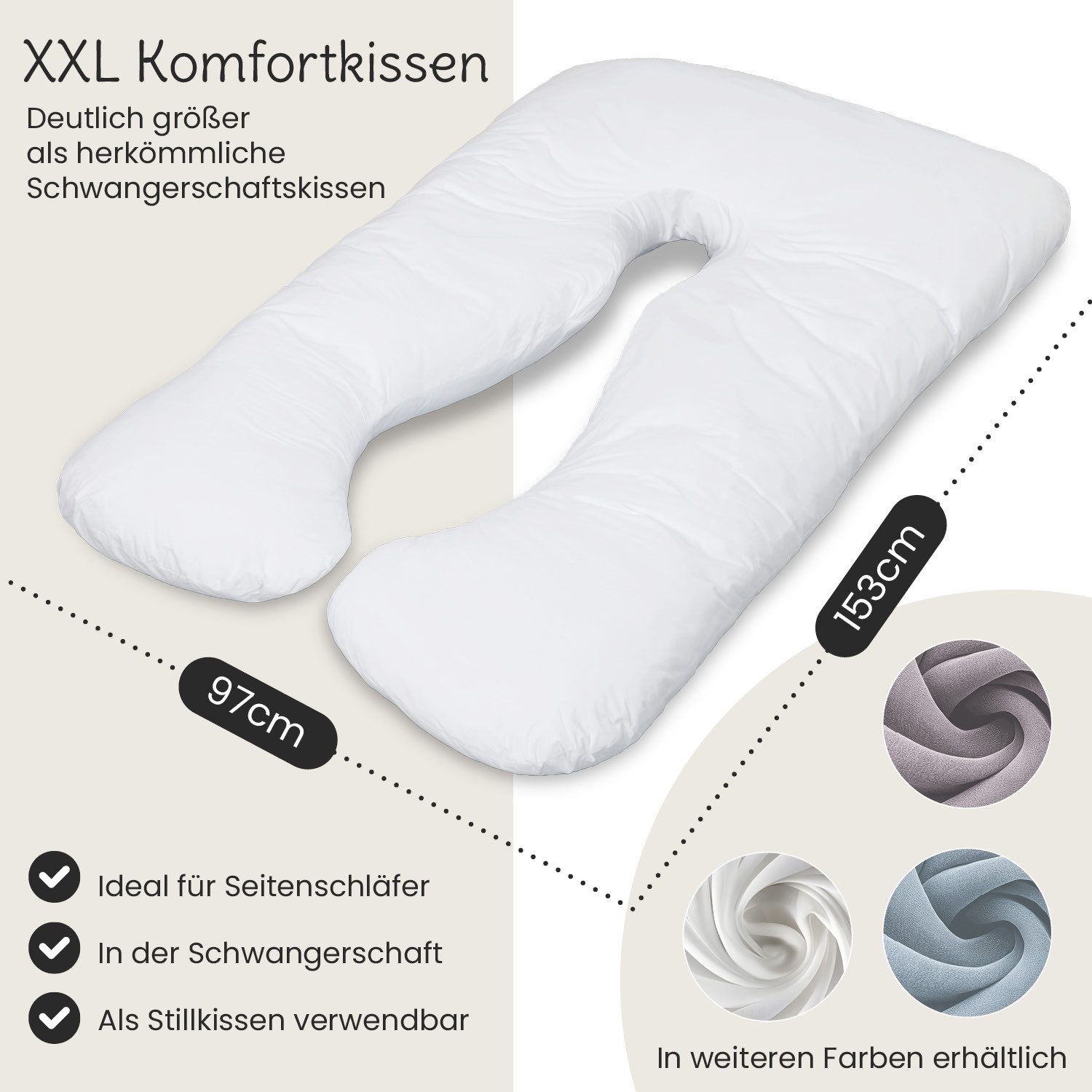 ELONEO Stillkissen Schwangerschaftskissen XXL, Seitenschläferkissen, Pregna günstig online kaufen