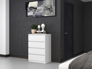 Home Collective Kommode weiß Schubladen, Schlafzimmer Flur kleiner Nachttisch, Schrank, mit drei Schubladen, Sideboard, Highboard, Breite 70 cm Höhe 75cm