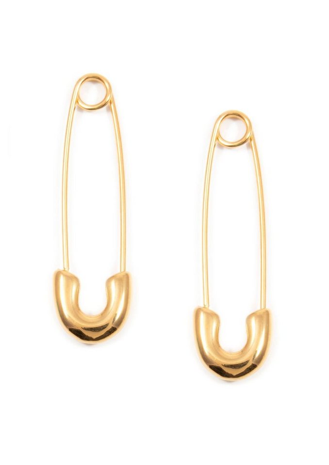 Hey Happiness Paar Ohrhänger Sicherheitsnadel Ohrringe Damen, 18K Roségold Vergoldet, Safety Pin Ohrstecker Edelstahl hängend, wasserfest