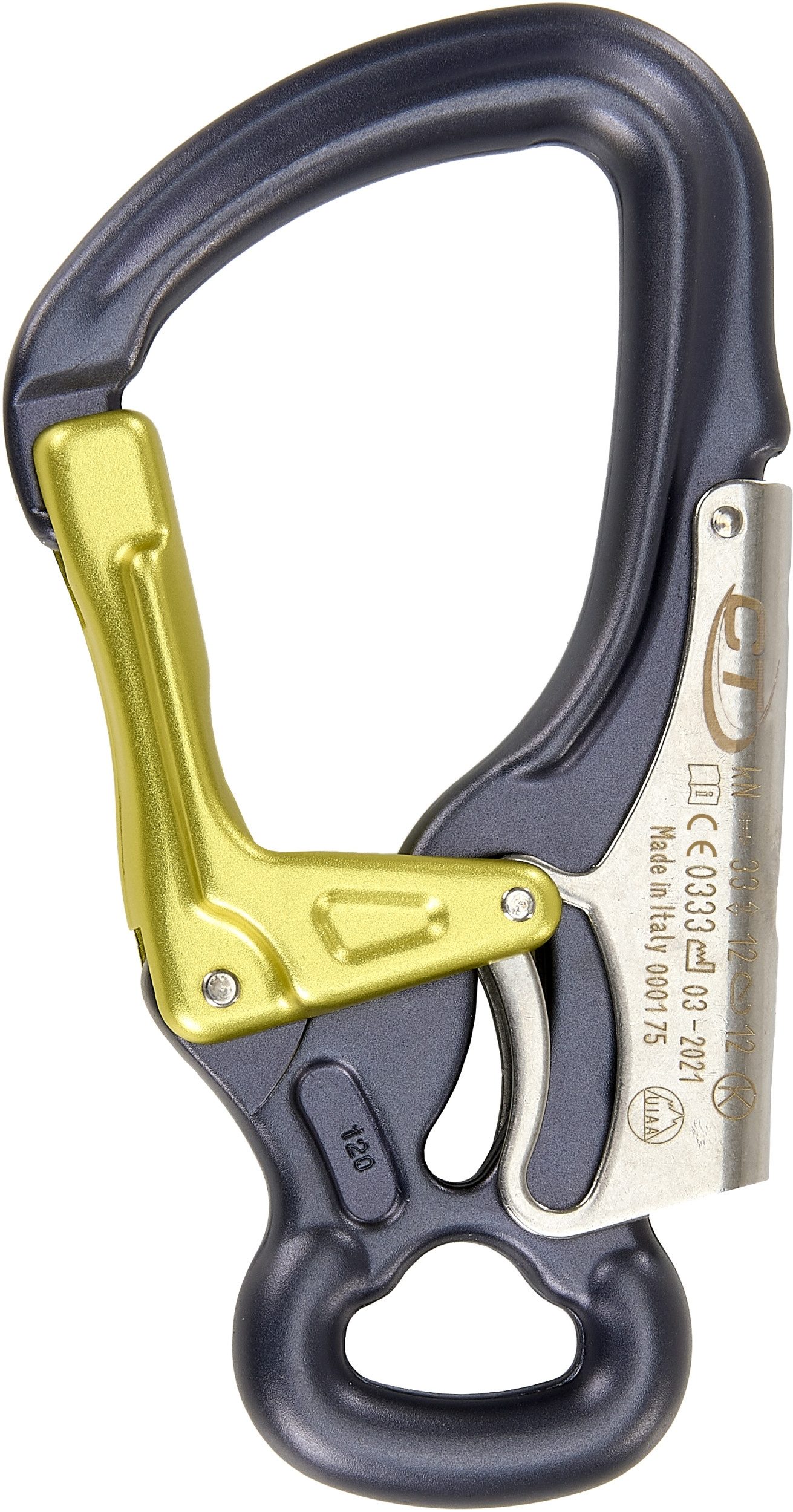 Karabiner K-ADVANCE - Karabiner mit Doppelschnapper - Anthrazit/Senfgelb/Poliert