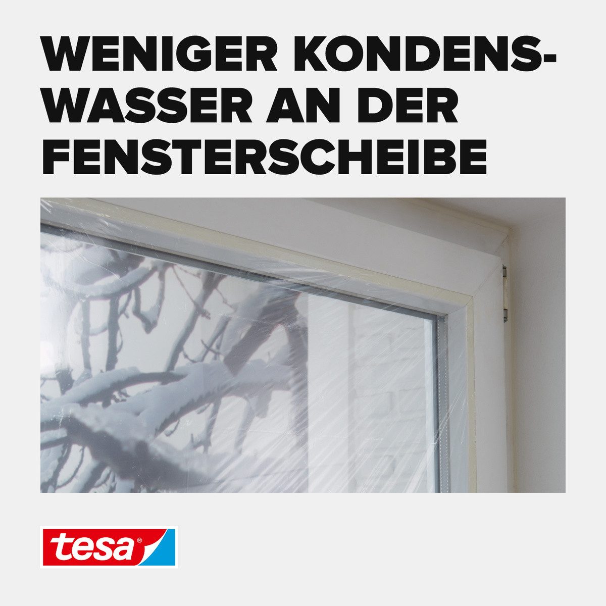 tesa Fensterfolie INSULATION Fenster-Isolierfolie - Transparente Isolierfolie, transparent, zur Wärmedämmung an Fenstern - Inklusive praktischer Klebelösung