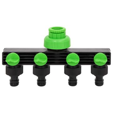 vidaXL Bewässerungssystem 4-Wege-Hahnanschluss Grün und Schwarz 19,5x6x11 cm ABS & PP