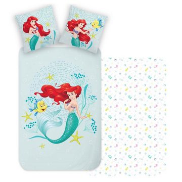 Kinderbettwäsche Disney Arielle Meerjungfrau, MTOnlinehandel, Flanell, Biber, 2 teilig, Disney's Mermaid Prinzessin Mädchen-Bettwäsche