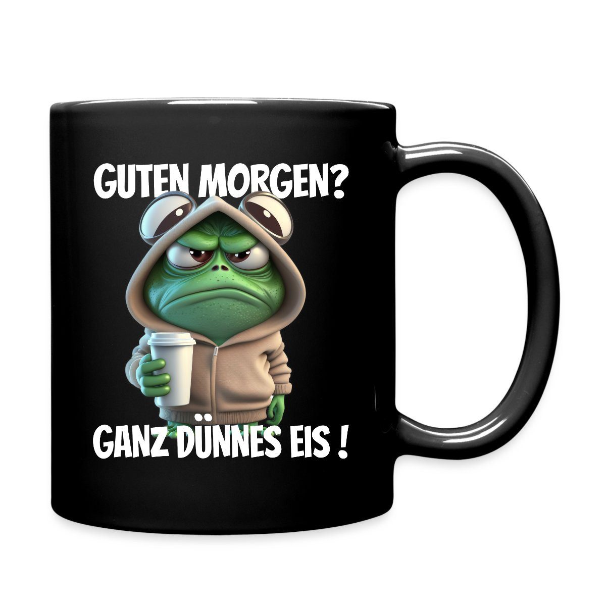 Spreadshirt Tasse Guten Morgen Ganz Dünnes Eis Tasse Einfarbig, Keramik