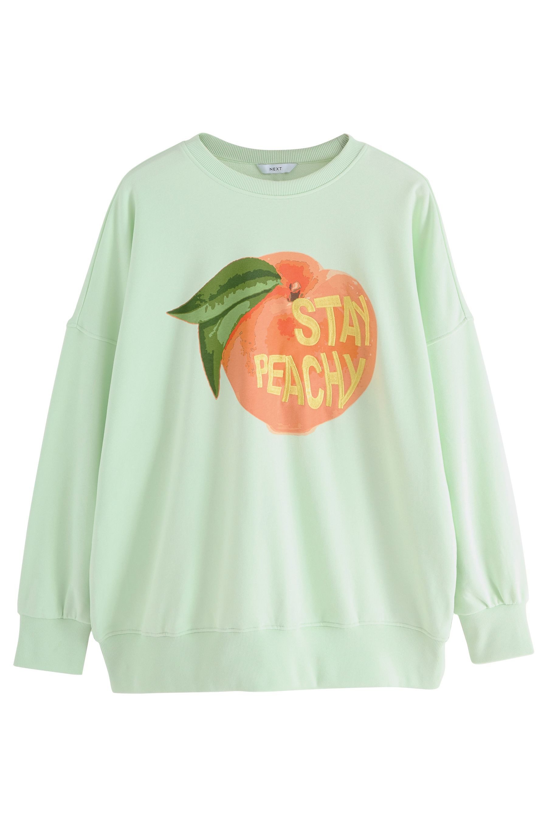 Next Sweater Langes Rundhals-Sweatshirt mit Print, günstig online kaufen