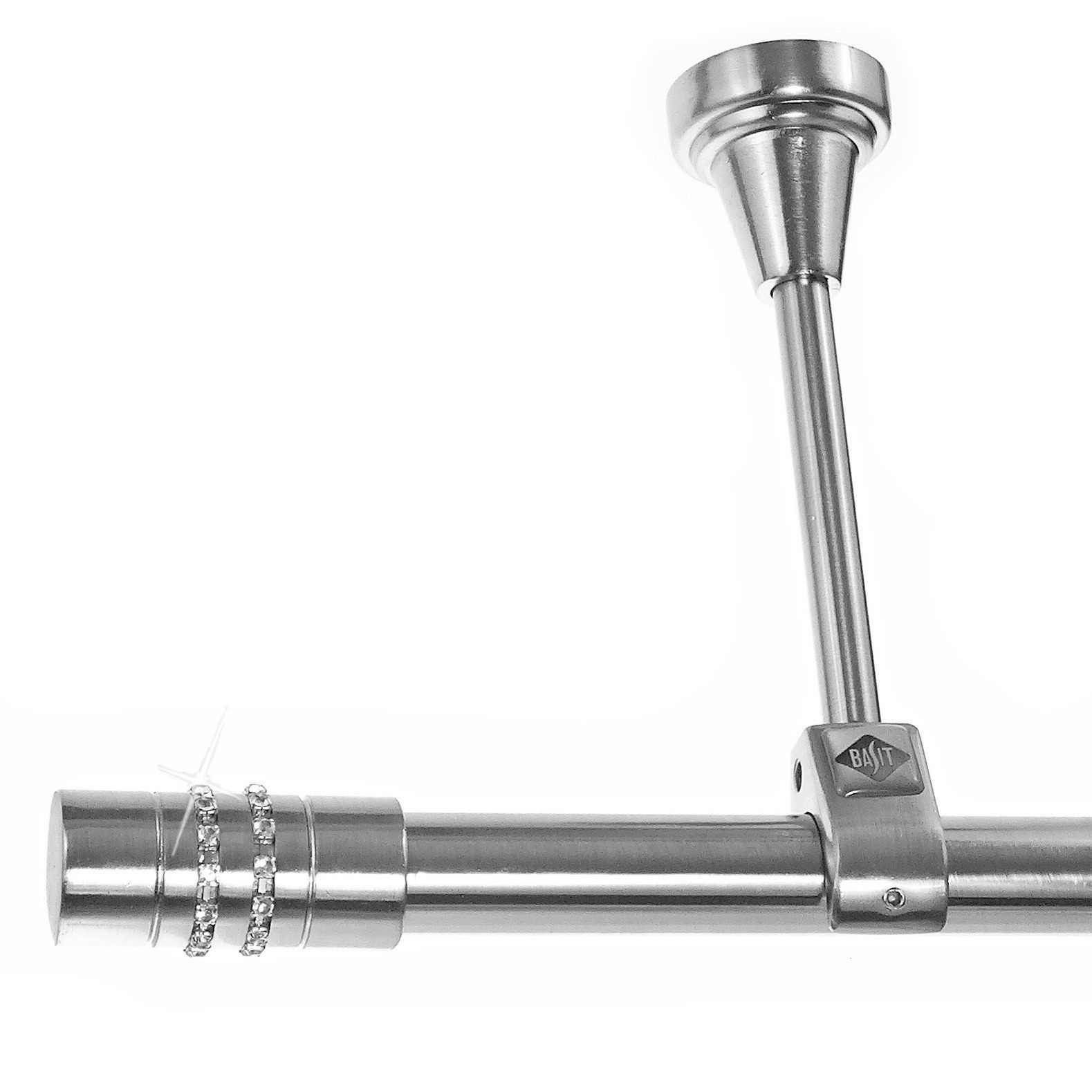 BASIT Gardinenstange Edelstahloptik 20mm mit Deckenträgern günstig online kaufen