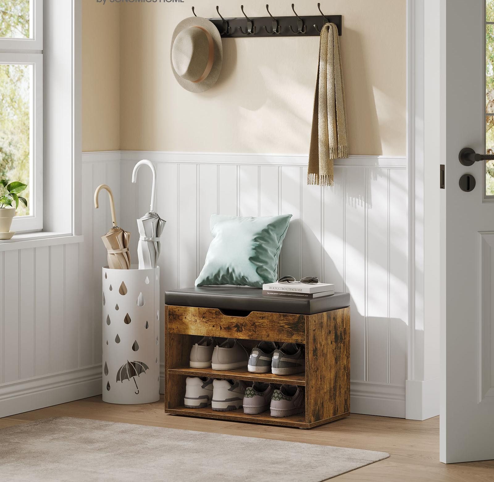 VASAGLE Schuhbank, Schuhbank, Sitzbank, Schuhregal mit gepolstertem Kissen günstig online kaufen