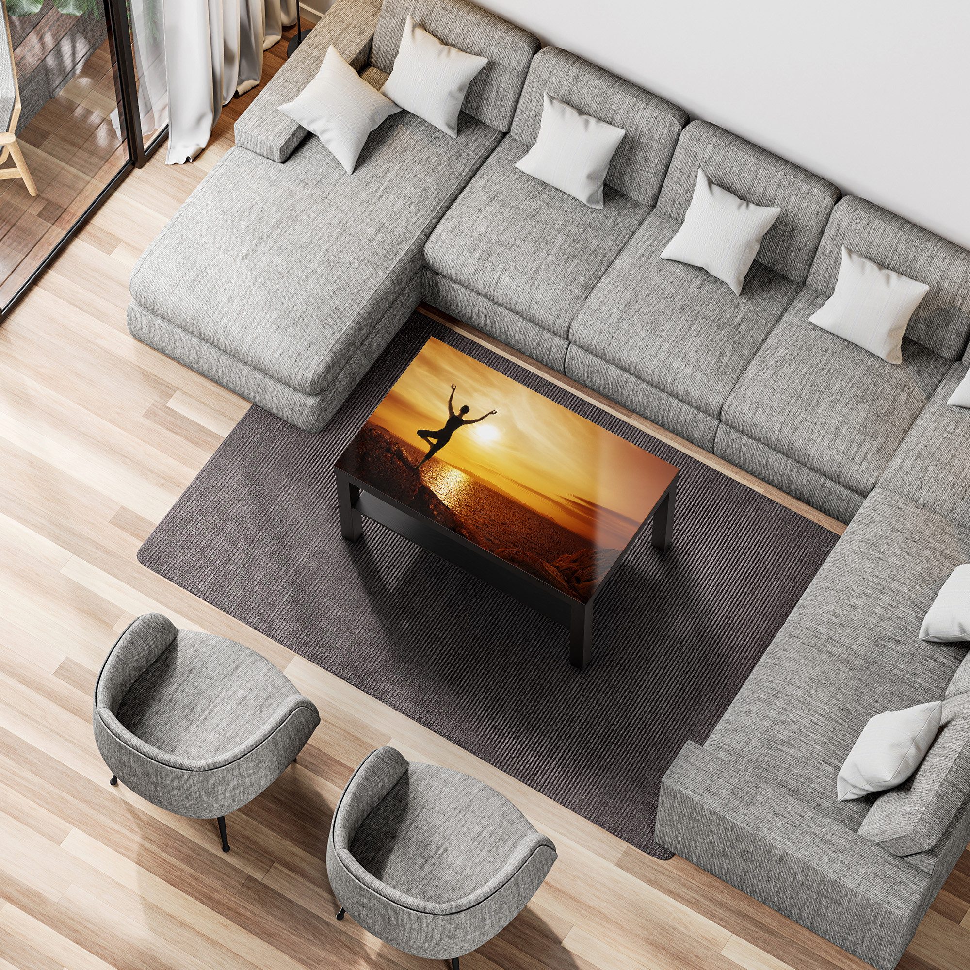 DEQORI Couchtisch 'Balance im Abendlicht', Glas Beistelltisch Glastisch modern