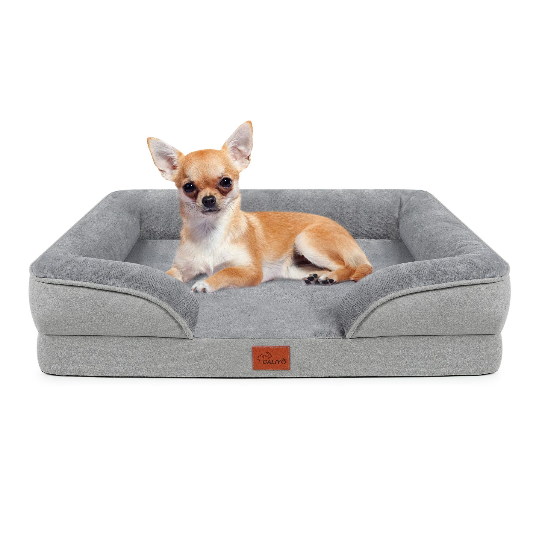 CALIYO Tierbett Orthopädisches Hundebett Grosse Hunde, Memory Foam Hundekorb, Schwämme, Klein/Mittel/Groß Hoher Hundebett, Waschbar, Wasserdicht, Rutschfest