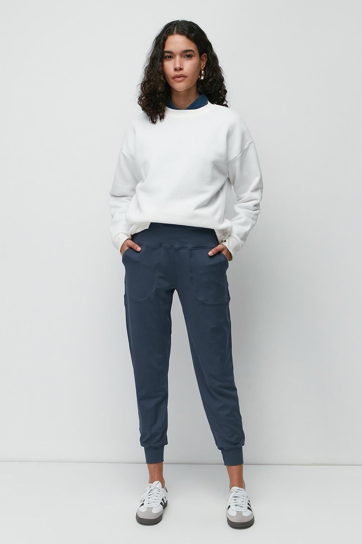 C&CITY Pyjamahose Hochtaillierte Jogger-Sweatpants mit Bündchen günstig online kaufen