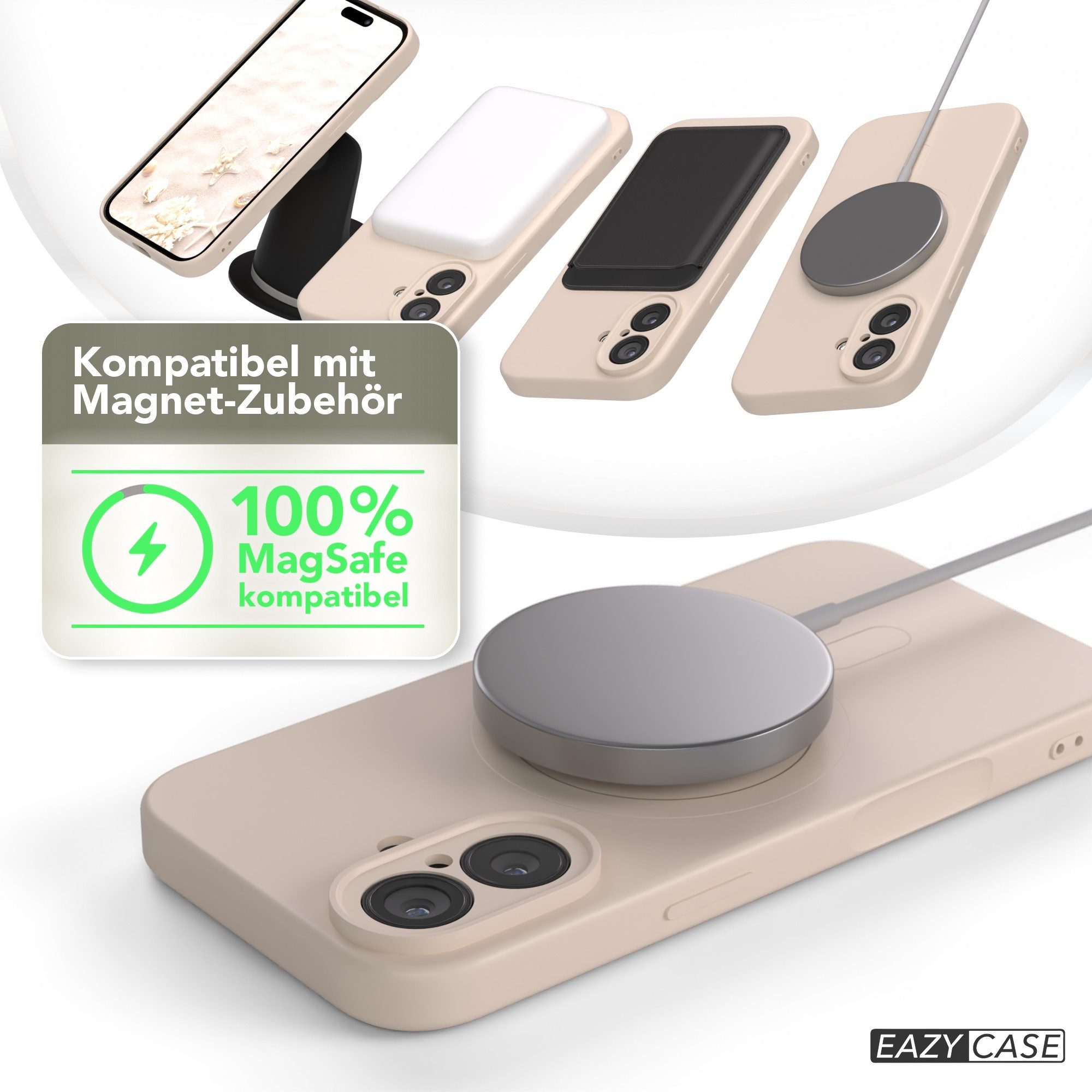 EAZY CASE Handyhülle für Apple iPhone 17 Hülle Silikon 6,3 Zoll, Schutzcase mit MagSafe Slimcover Silikonschutzhülle elastisch Taupe – Bild 5 von 5