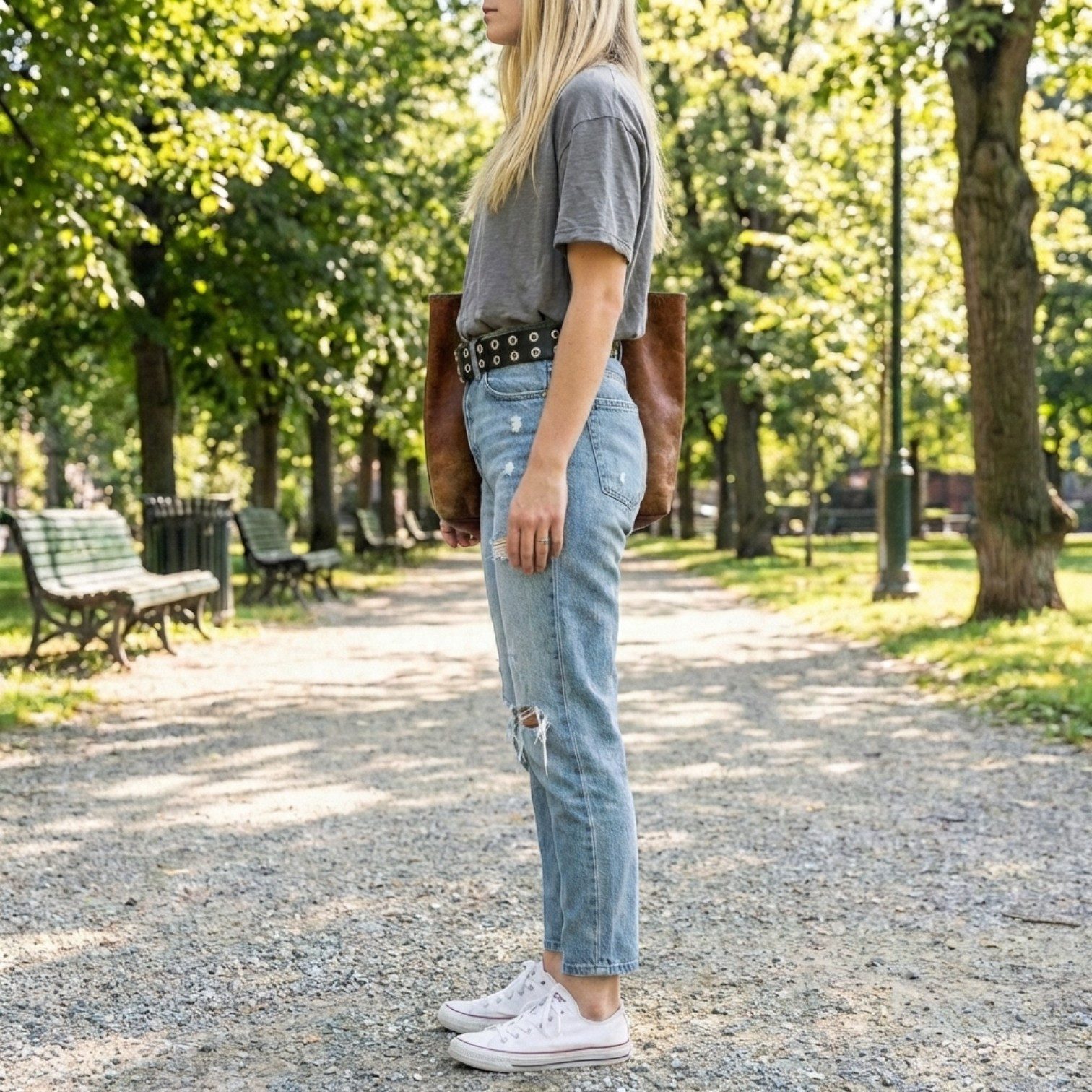 FRONHOFER Nietengürtel Damen Rindleder breit (1-St) Doppeldorn, Retro, für Jeans – Bild 5 von 5