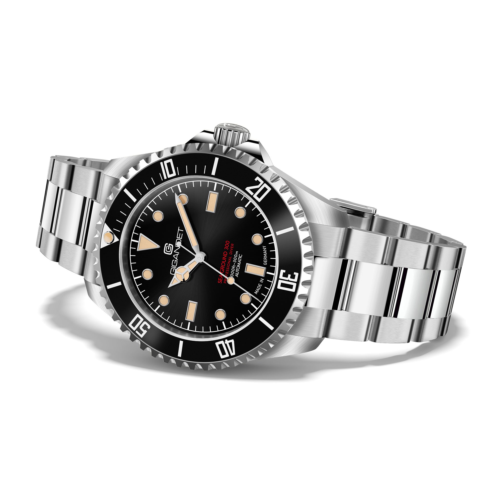 Gigandet Automatikuhr SEA GROUND 300 VINTAGE, Made in Germany, Saphirglas, Swiss SuperLuminova Old Radium