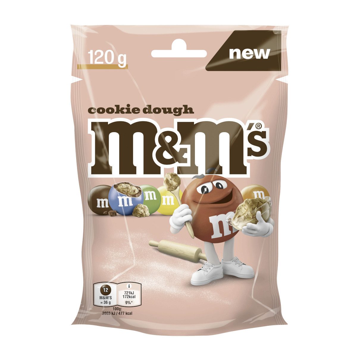 M&M's Schokolade, M&M'S Cookie Dough Geschmack knackige Schokolinsen Packung 120g
