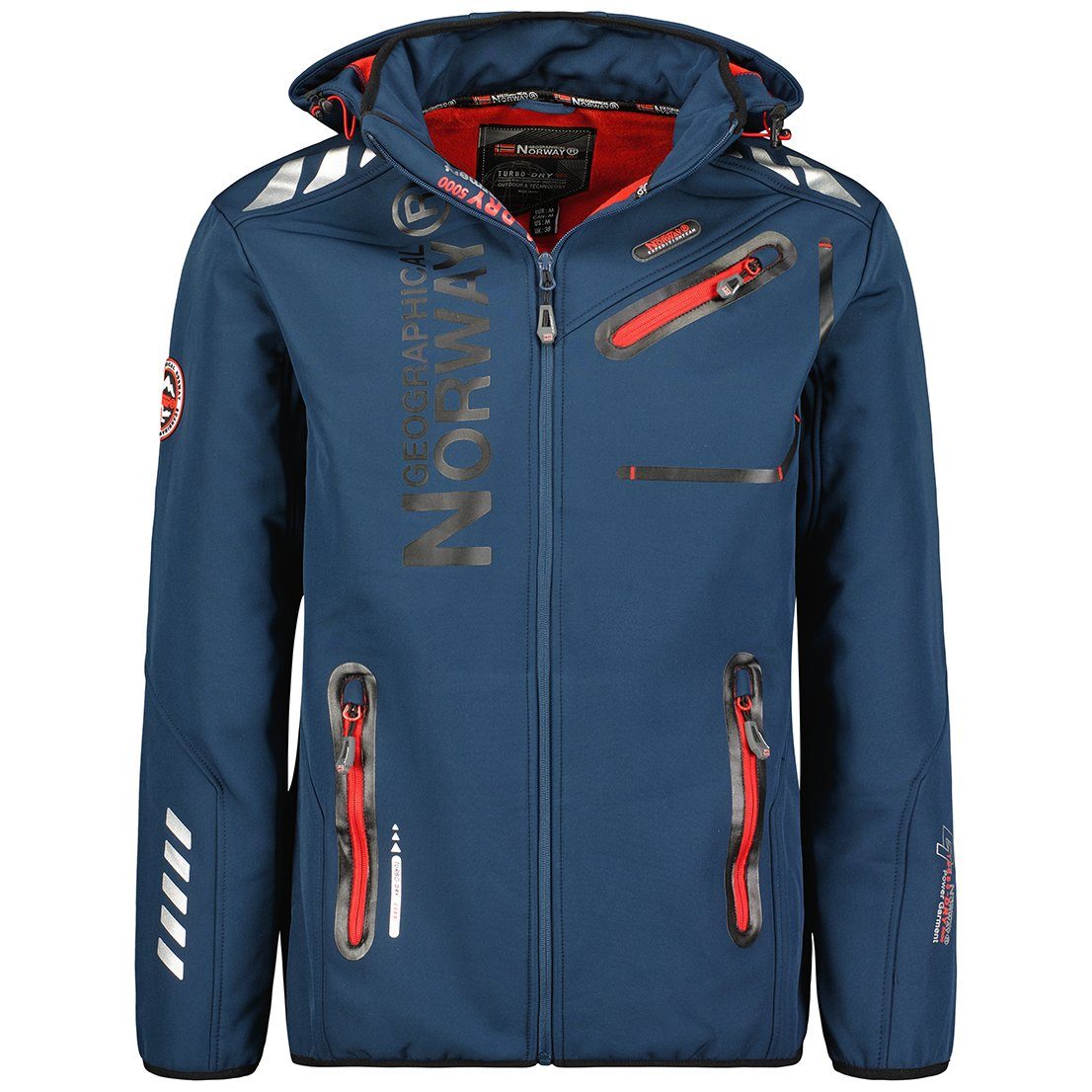 Geographical Norway Softshelljacke Herren Outdoor Herbst Regenjacke Jacke brroyaute (S bis 7XL, 1-St) Mit Kaputze NAVY / ROT