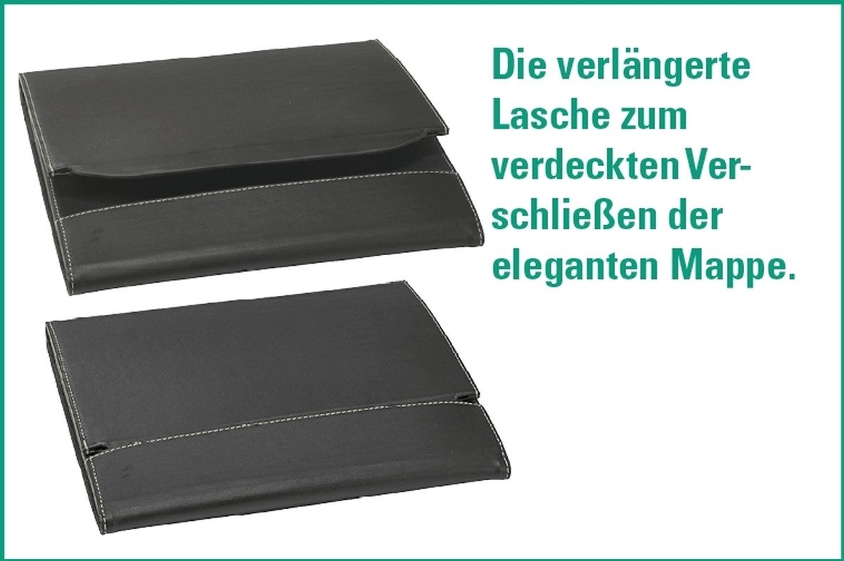 Thumbnail - Schreibmappe Tablet Konferenzmappe Eleganz A5 Kunstleder schwarz.