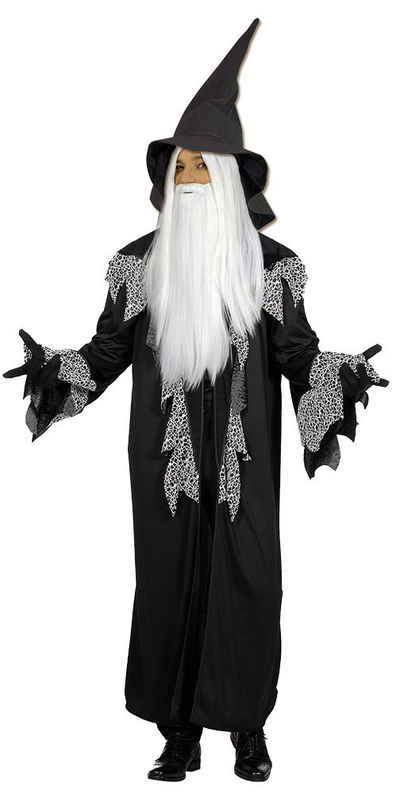 Karneval-Klamotten Zauberer-Kostüm Herren Gandalf langen schwarzen Mantel, Männer Kostüm Halloween Karneval