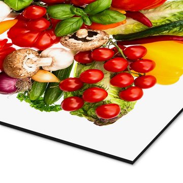 Posterlounge Alu-Dibond-Druck Editors Choice, frisches Gemüse und Kräuter auf Weiß, Küche Fotografie
