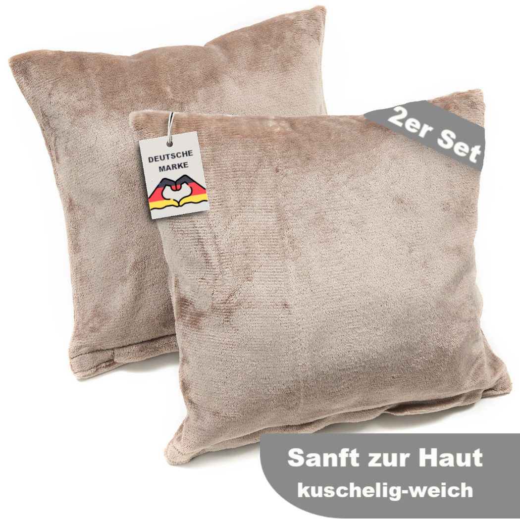 Malika Kissenbezug Cashmere-Touch Fleece, flauschig warm für den Winter, (2 Stück), Kuschelig weicher und warmer Cashmere-Touch