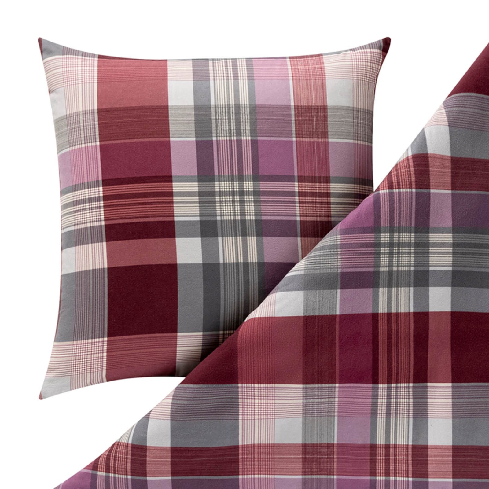 Estella Bettwäsche Ambros 4473 670 Aubergine, Flanell, 2 teilig, Karomuster