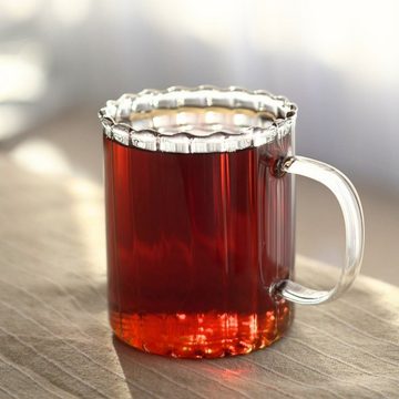 Zoha Glas 2er Set Riffle Kaffeeglas Teeglas Heißgetränke - 350 ml Hitzebeständig