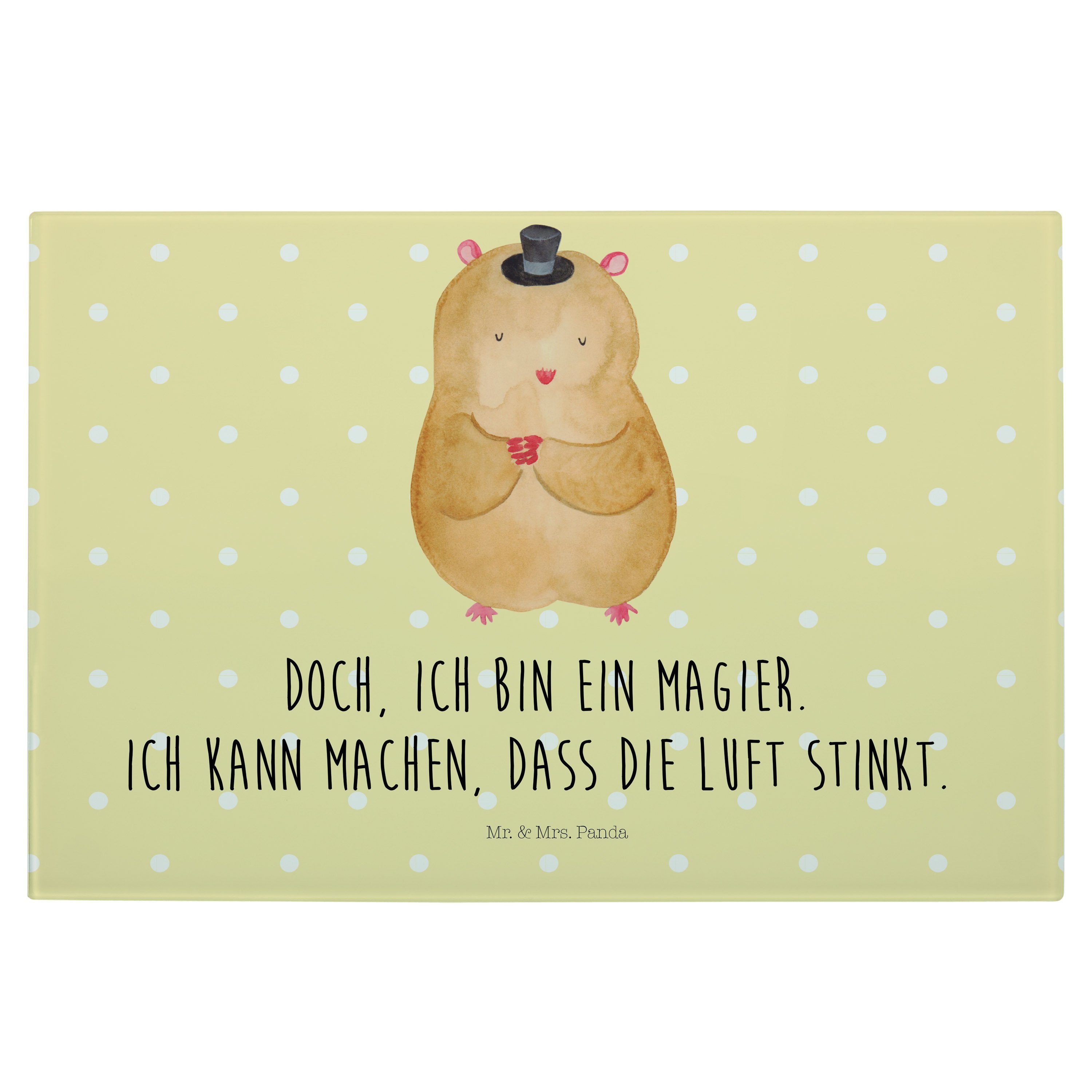 & Premium Hamster (1-St) Mr. Laune, lustige, Hut - Geschenk, Gelb Glas, Gute Mrs. Servierbrett Panda - Tiere, mit Pastell