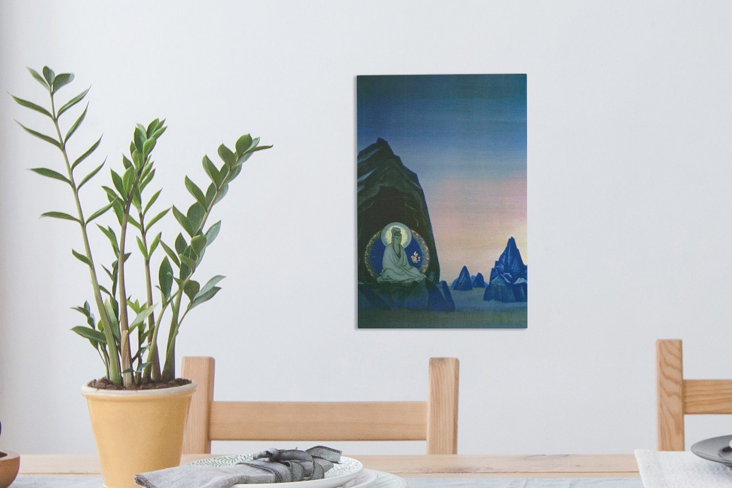 OneMillionCanvasses® Leinwandbild Gemälde, - St), Roerich, (1 inkl. Zackenaufhänger, Nicholas Agni fertig 20x30 cm von bespannt Leinwandbild Yoga Gemälde