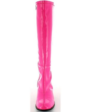 Das Kostümland Gogo Damen Retro Lackstiefel, Pink Stiefel