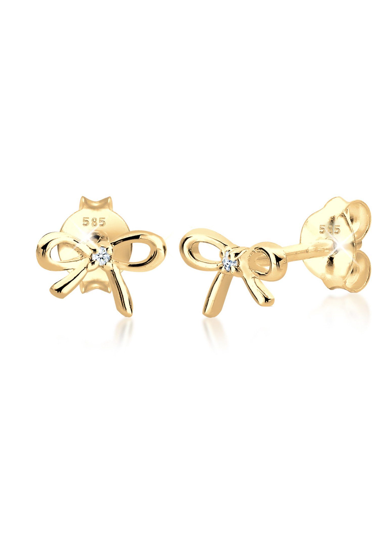 Paar Ohrstecker Ohrstecker Schleife Diamant (0.005 ct) 585 Gelbgold