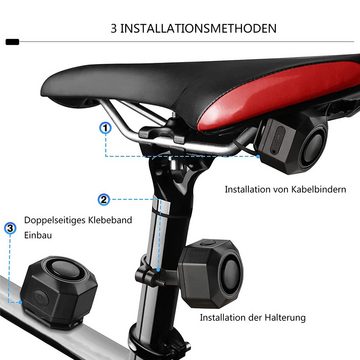 GelldG USB Wiederaufladbare Fahrrad Alarmanlage 110dB Diebstahlsicherung Fahrrad-Alarmanlage