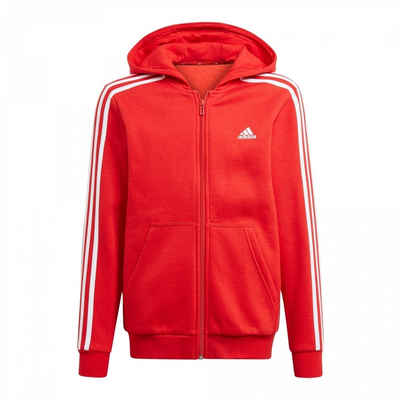 adidas Sportswear Kapuzensweatjacke Essentials 3-Streifen Kinder Kapuzenjacke rot/weiß