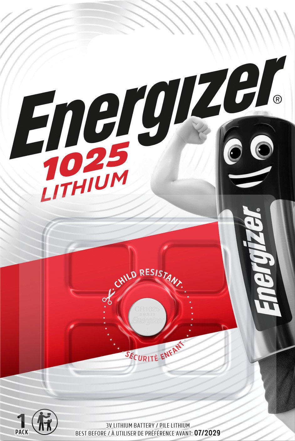 Energizer Energizer Batterie Lithium, Knopfzelle, CR1025, 3V Electronics, Retai Knopfzelle
