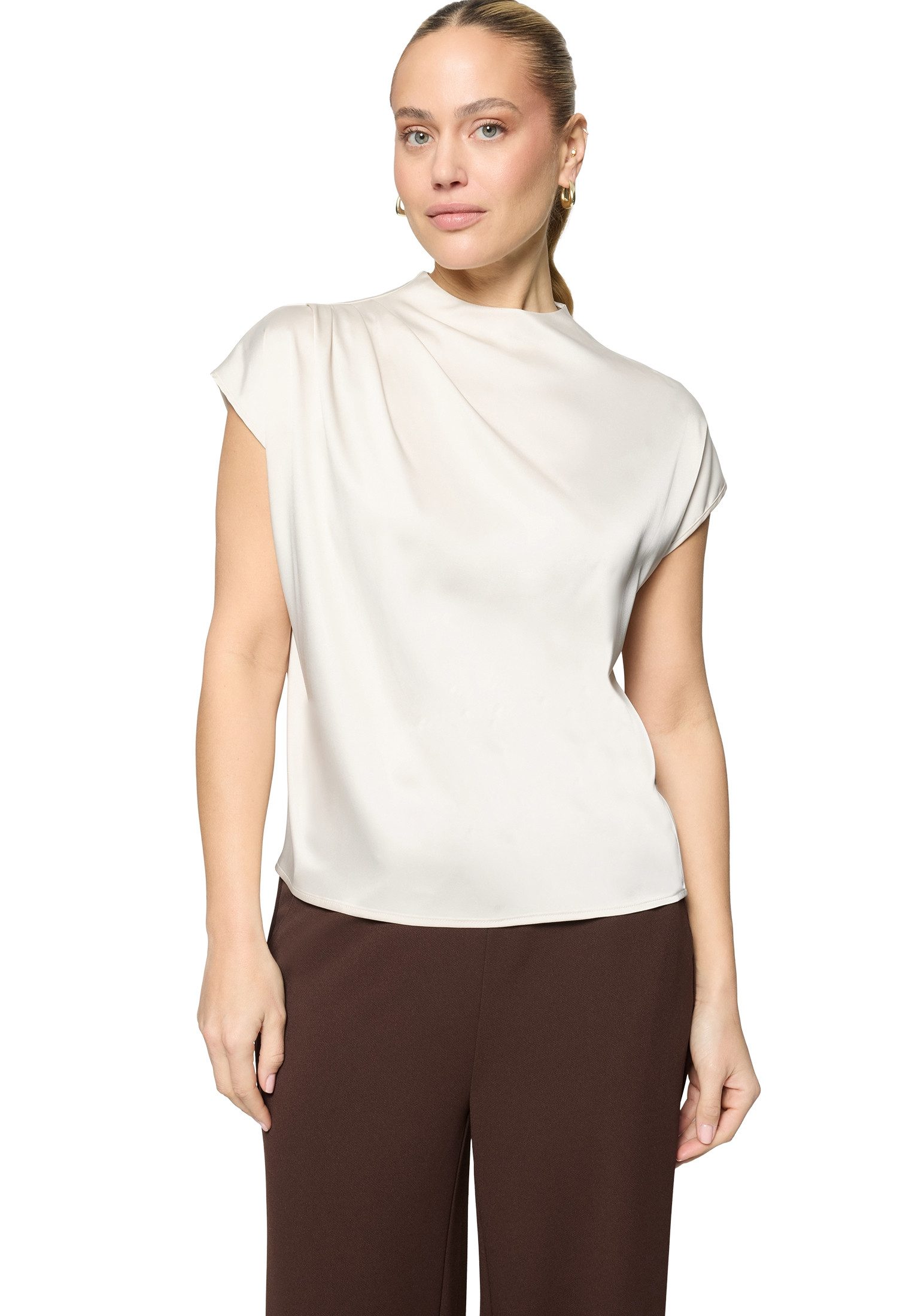 Zero Satinbluse Damen mit Kragen günstig online kaufen