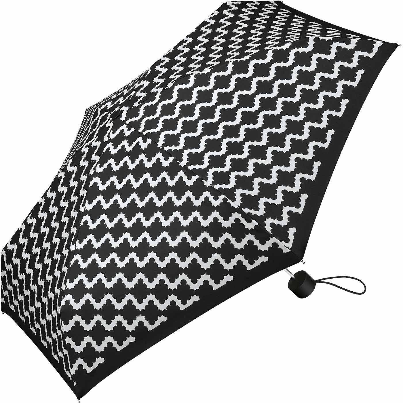 handlicher für Esprit mit Wellendesign Schirm - abstrakten Damen, Taschenregenschirm modernem, schwarz kleiner,