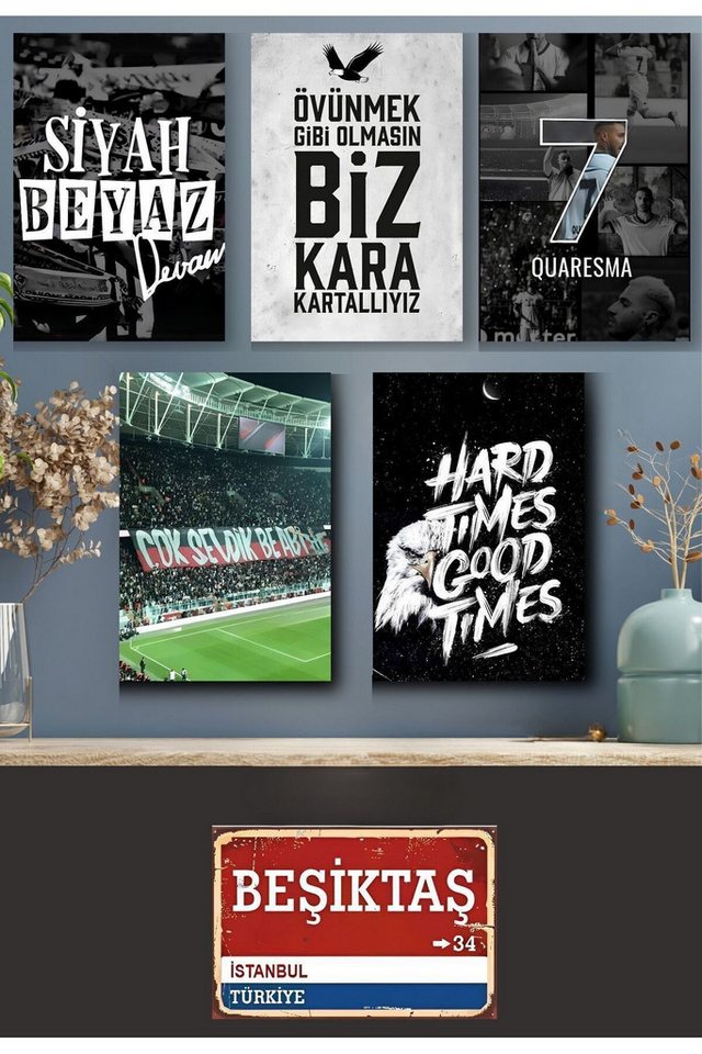 Jungengel Wandbild Besiktas Kartal Wandbehänge Set 6-Teilig BJK 1903 Carsi Wandposter, (6 St), Einfache Montage, Must have für jeden Besiktas Fan