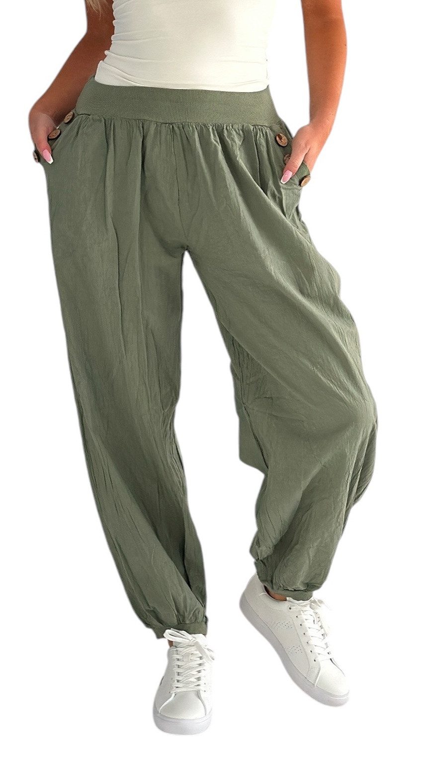 Mississhop Haremshose Damen Baumwolle Aladinhose Unifarbe Hose Sommerhose M.297