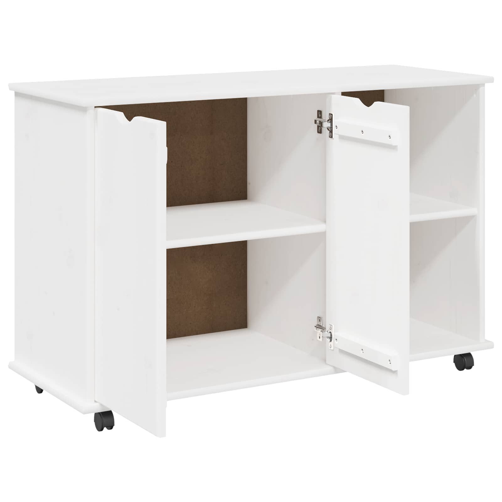 vidaXL Rollcontainer Rollschrank Mit Rad Weiß 100 x 39 x 65,5 cm Massivholz Kiefer, (1 St) – Bild 4 von 5