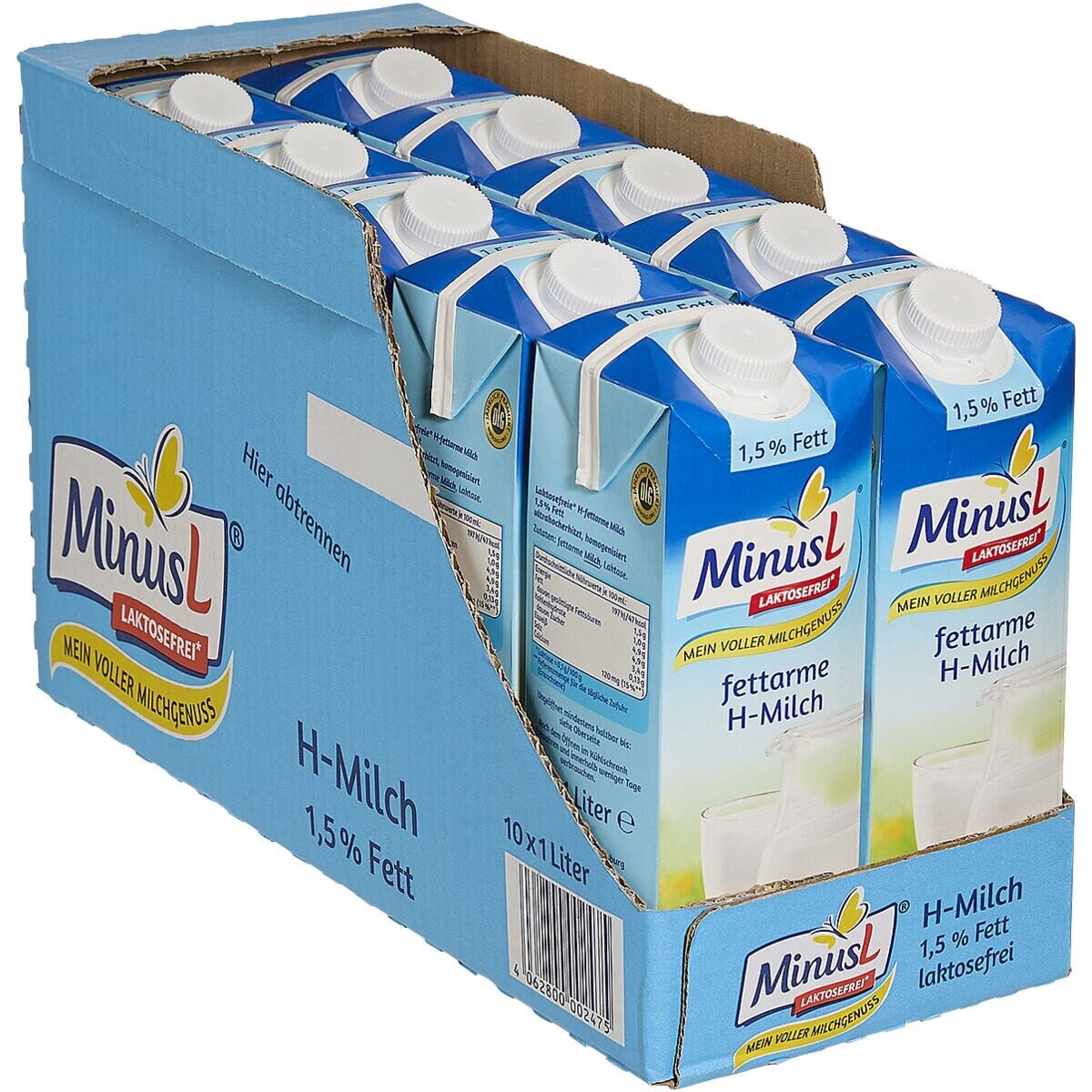 MinusL Milch 1,5% Fett, laktosefrei*, 10x 1 Liter