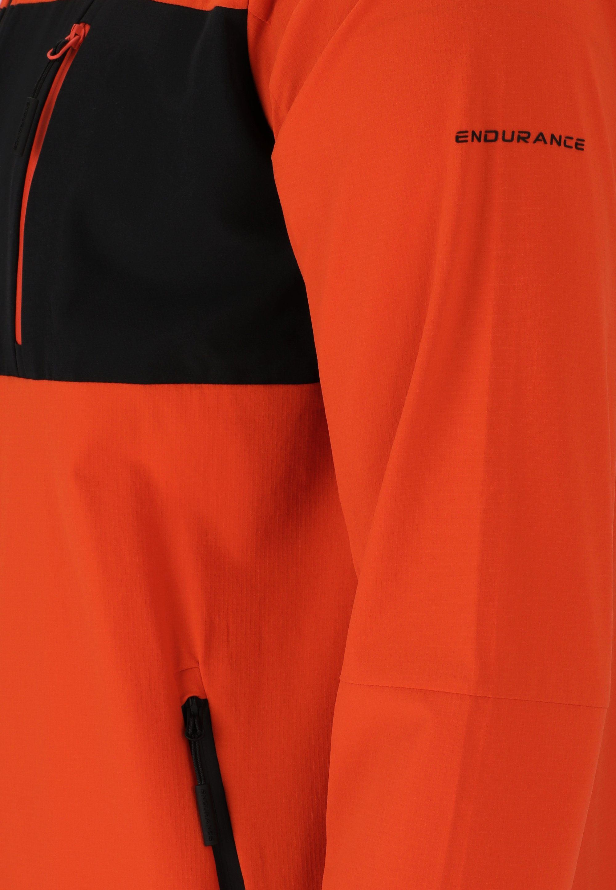 wasserabweisendem Laufjacke mit orange-schwarz ENDURANCE Reißverschluss Tellent