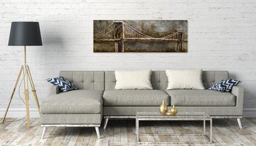 KUNSTLOFT Holzbild Le Pont d'Or 150x50 cm, handgefertiges Wandbild aus Holz